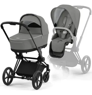 Коляска 2в1 Cybex Priam 4.0 Mirage Grey на шасі Matt Black