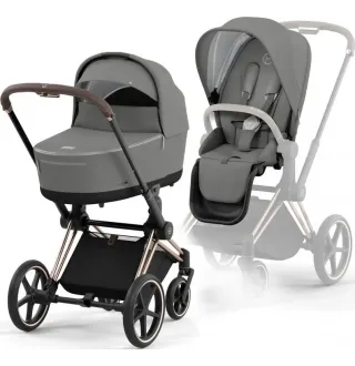 Коляска 2в1 Cybex Priam 4.0 Mirage Grey на шасі Rosegold