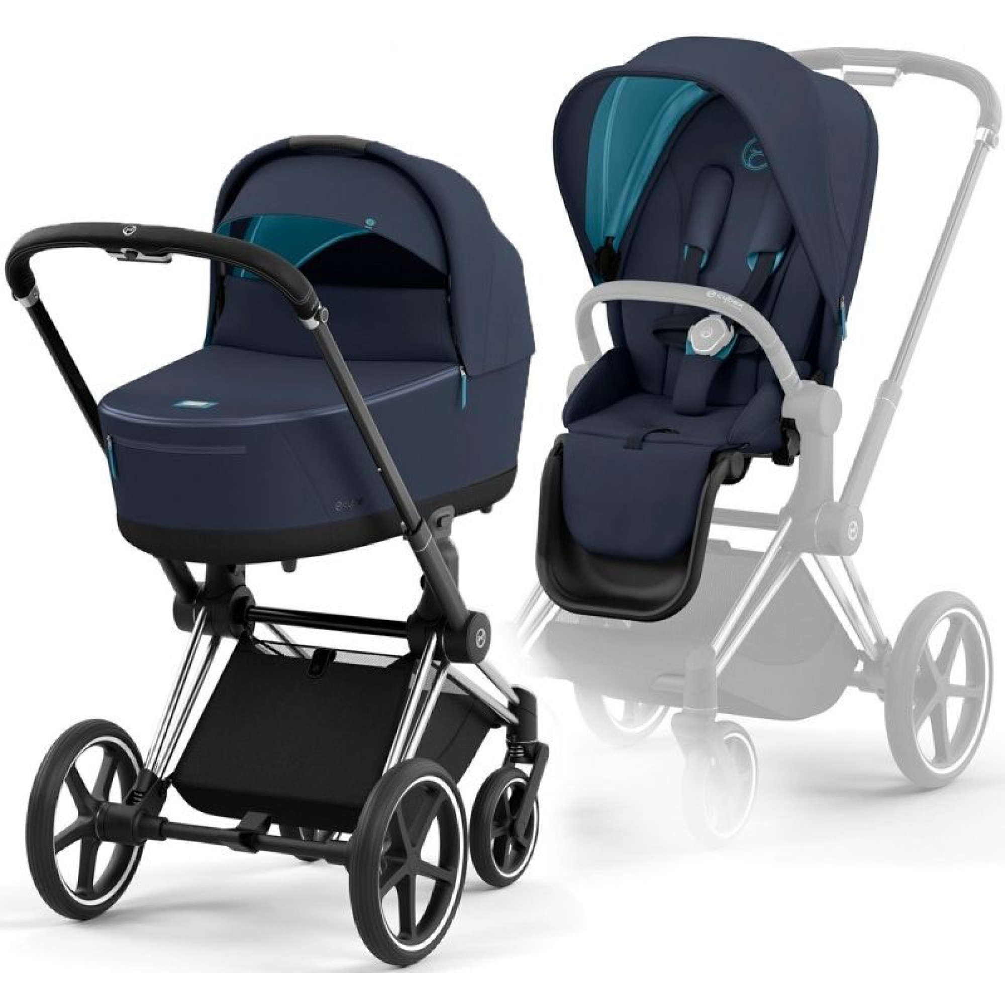 Коляска 2в1 Cybex Priam 4.0 Nautical Blue на шасі Chrome Black