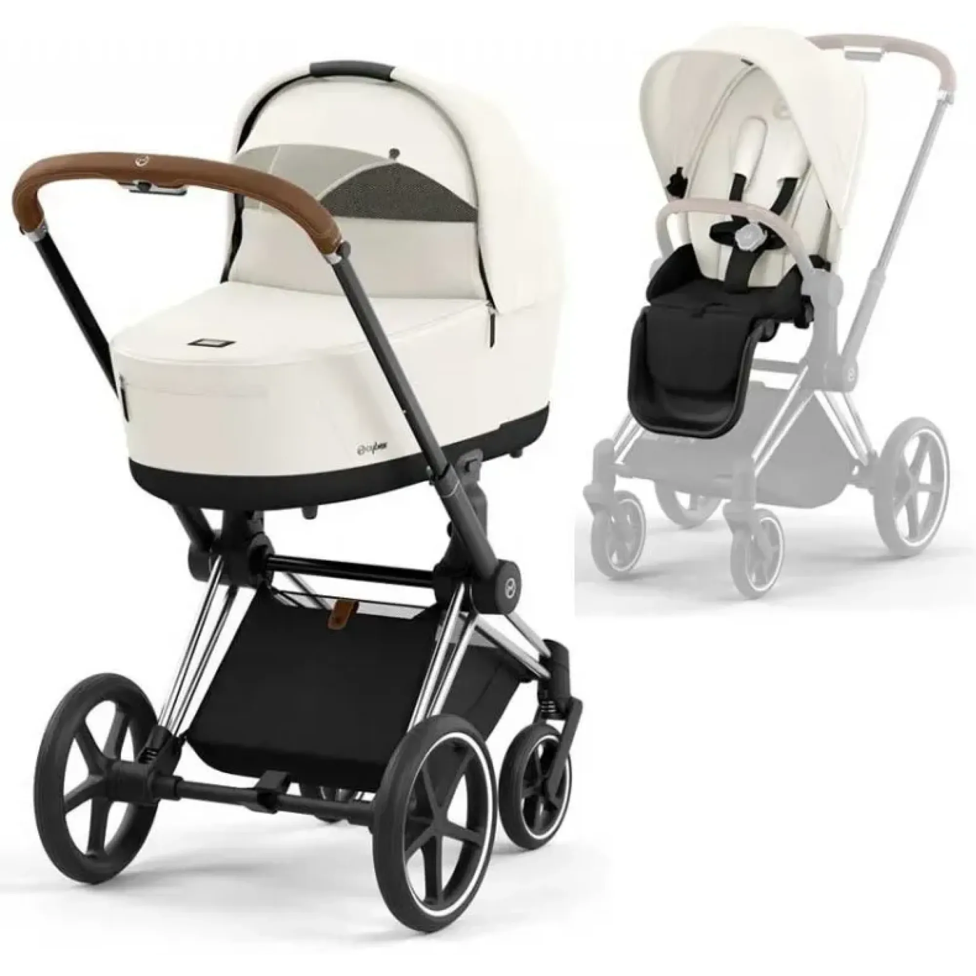 Коляска 2в1 Cybex Priam 4.0 Off White на шасі Chrome Brown