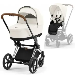 Коляска 2в1 Cybex Priam 4.0 Off White на шасі Chrome Brown