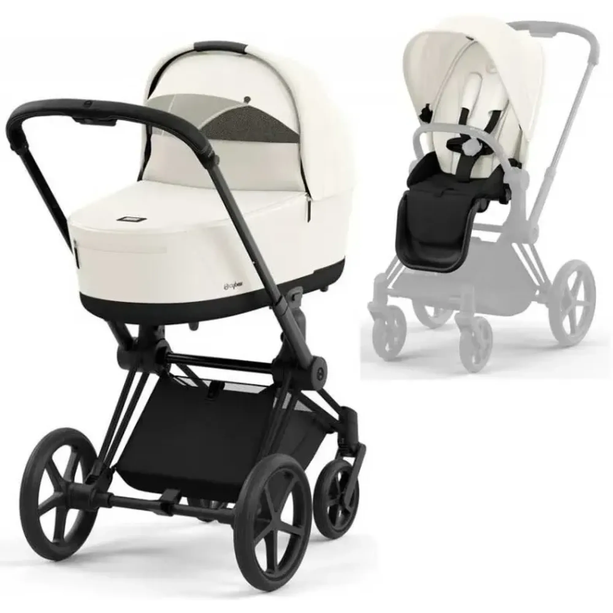 Коляска 2в1 Cybex Priam 4.0 Off White на шасі Matt Black