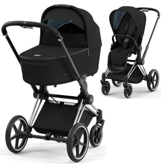 Коляска 2в1 Cybex Priam 4.0 Sepia Black на шасі Chrome Black