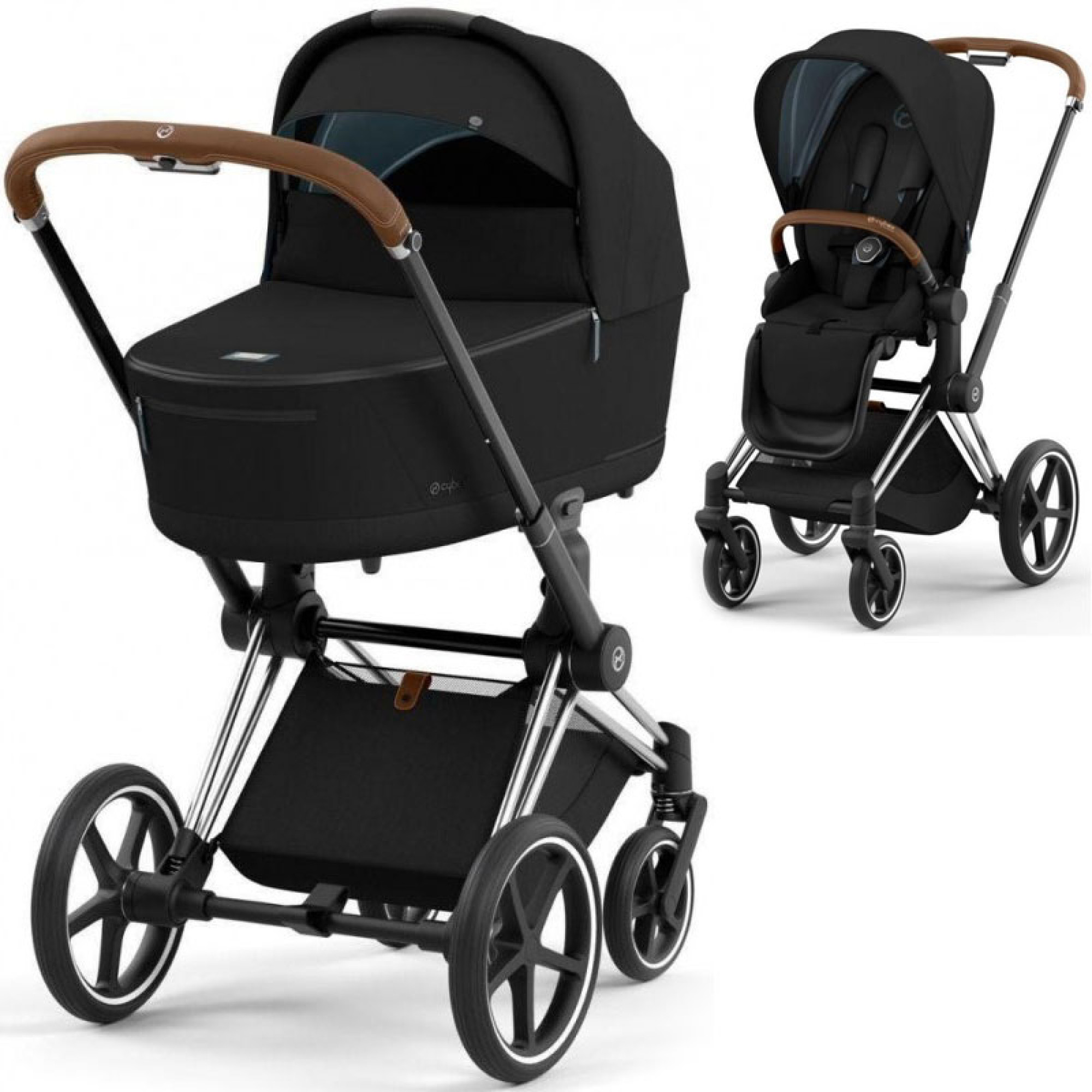Коляска 2в1 Cybex Priam 4.0 Sepia Black на шасі Chrome Brown