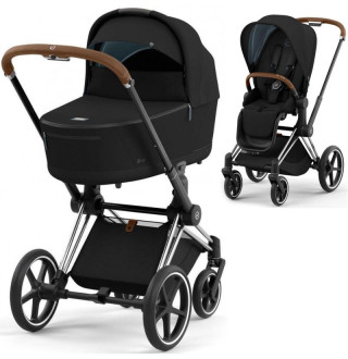 Коляска 2в1 Cybex Priam 4.0 Sepia Black на шасі Chrome Brown