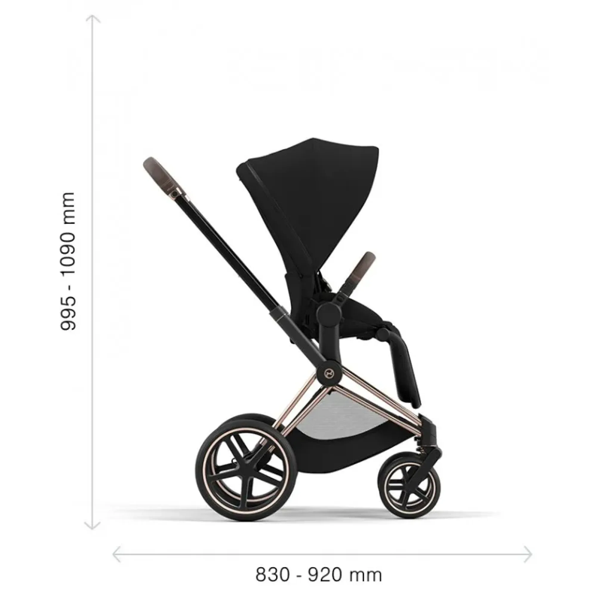 Коляска 2в1 Cybex Priam 4.0 Sepia Black на шасі Rosegold
