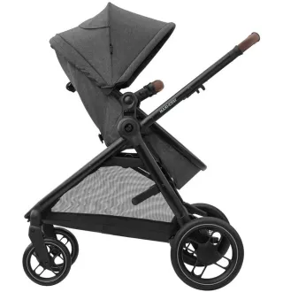 Коляска 3в1 Maxi-Cosi Zelia S Trio Dark Grey (Black Frame/Brown Leather + CabrioFix S i-Size + сумка)