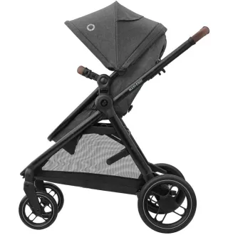 Коляска 3в1 Maxi-Cosi Zelia S Trio Dark Grey (Black Frame/Brown Leather + CabrioFix S i-Size + сумка)