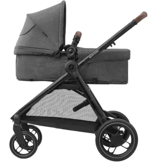Коляска 3в1 Maxi-Cosi Zelia S Trio Dark Grey (Black Frame/Brown Leather + CabrioFix S i-Size + сумка)