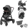 Коляска 3в1 Maxi-Cosi Zelia S Trio Dark Grey (Black Frame/Brown Leather + CabrioFix S i-Size + сумка)