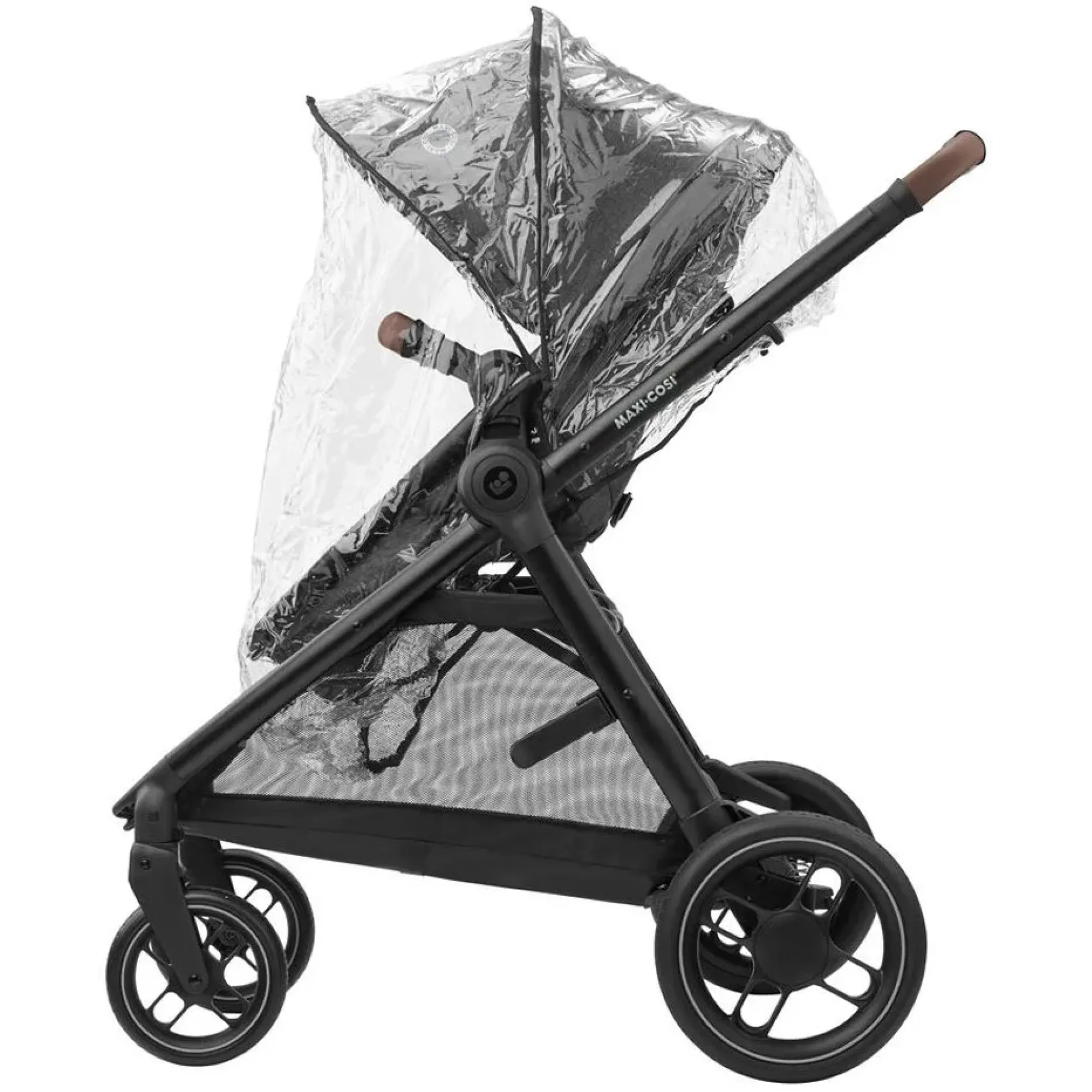 Коляска 3в1 Maxi-Cosi Zelia S Trio Dark Grey (Black Frame/Brown Leather + CabrioFix S i-Size + сумка)