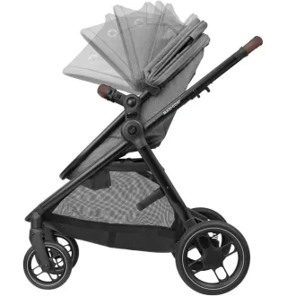 Коляска 3в1 Maxi-Cosi Zelia S Trio Grey (Black Frame/Brown Leather + CabrioFix S i-Size + сумка)