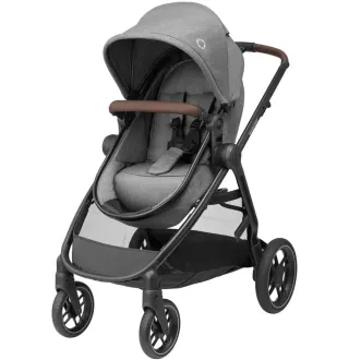 Коляска 3в1 Maxi-Cosi Zelia S Trio Grey (Black Frame/Brown Leather + CabrioFix S i-Size + сумка)