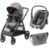 Коляска 3в1 Maxi-Cosi Zelia S Trio Grey (Black Frame/Brown Leather + CabrioFix S i-Size + сумка)