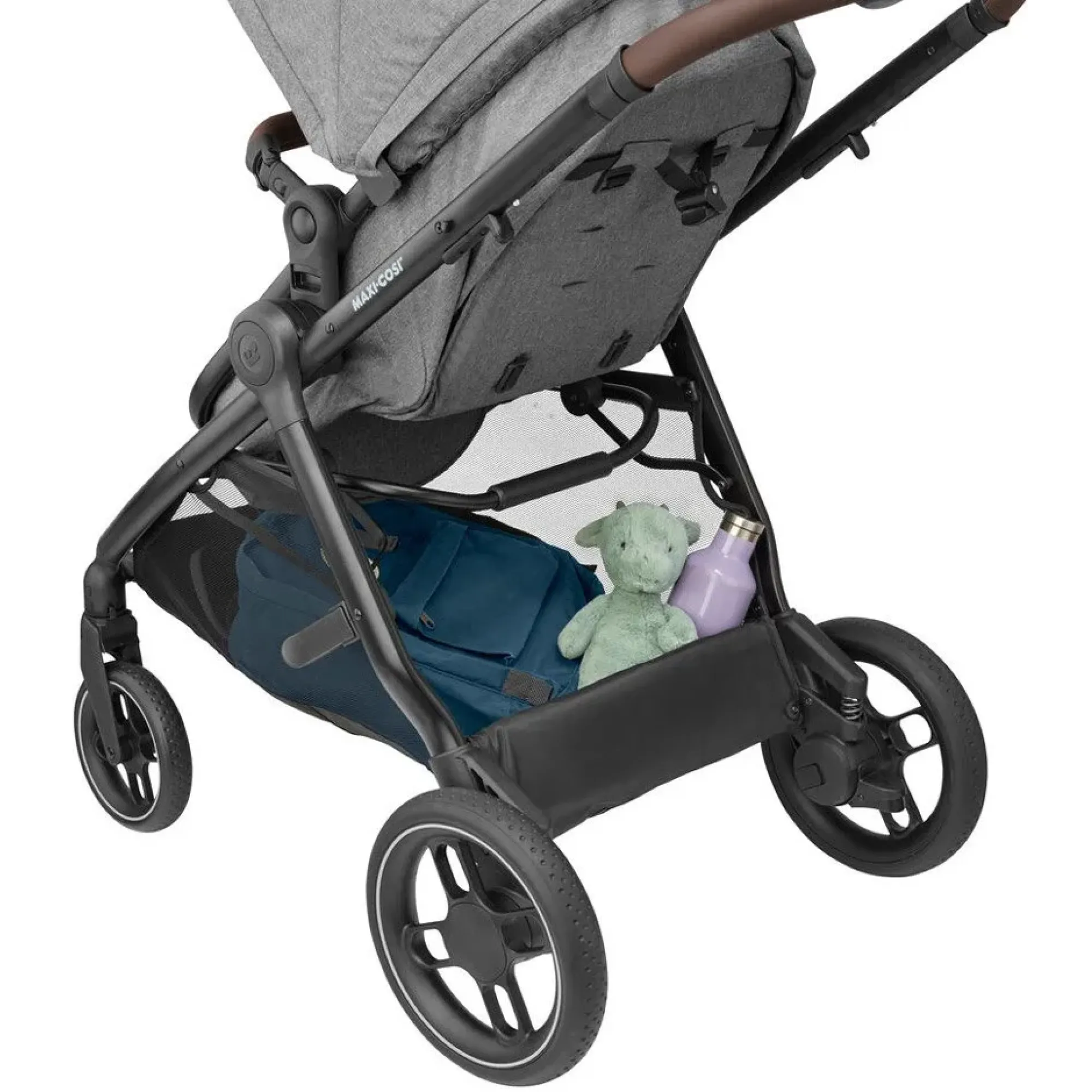 Коляска 3в1 Maxi-Cosi Zelia S Trio Grey (Black Frame/Brown Leather + CabrioFix S i-Size + сумка)