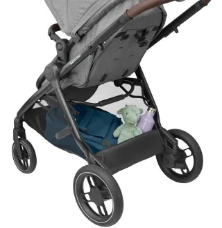 Коляска 3в1 Maxi-Cosi Zelia S Trio Grey (Black Frame/Brown Leather + CabrioFix S i-Size + сумка)
