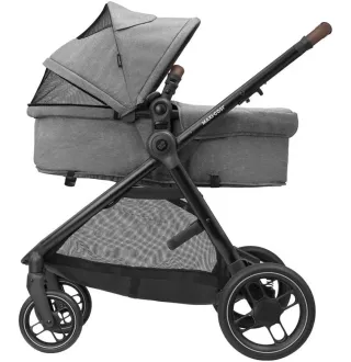 Коляска 3в1 Maxi-Cosi Zelia S Trio Grey (Black Frame/Brown Leather + CabrioFix S i-Size + сумка)