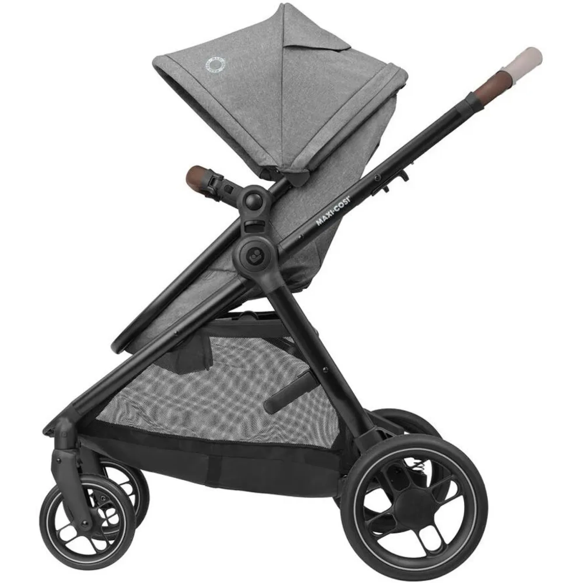 Коляска 3в1 Maxi-Cosi Zelia S Trio Grey (Black Frame/Brown Leather + CabrioFix S i-Size + сумка)