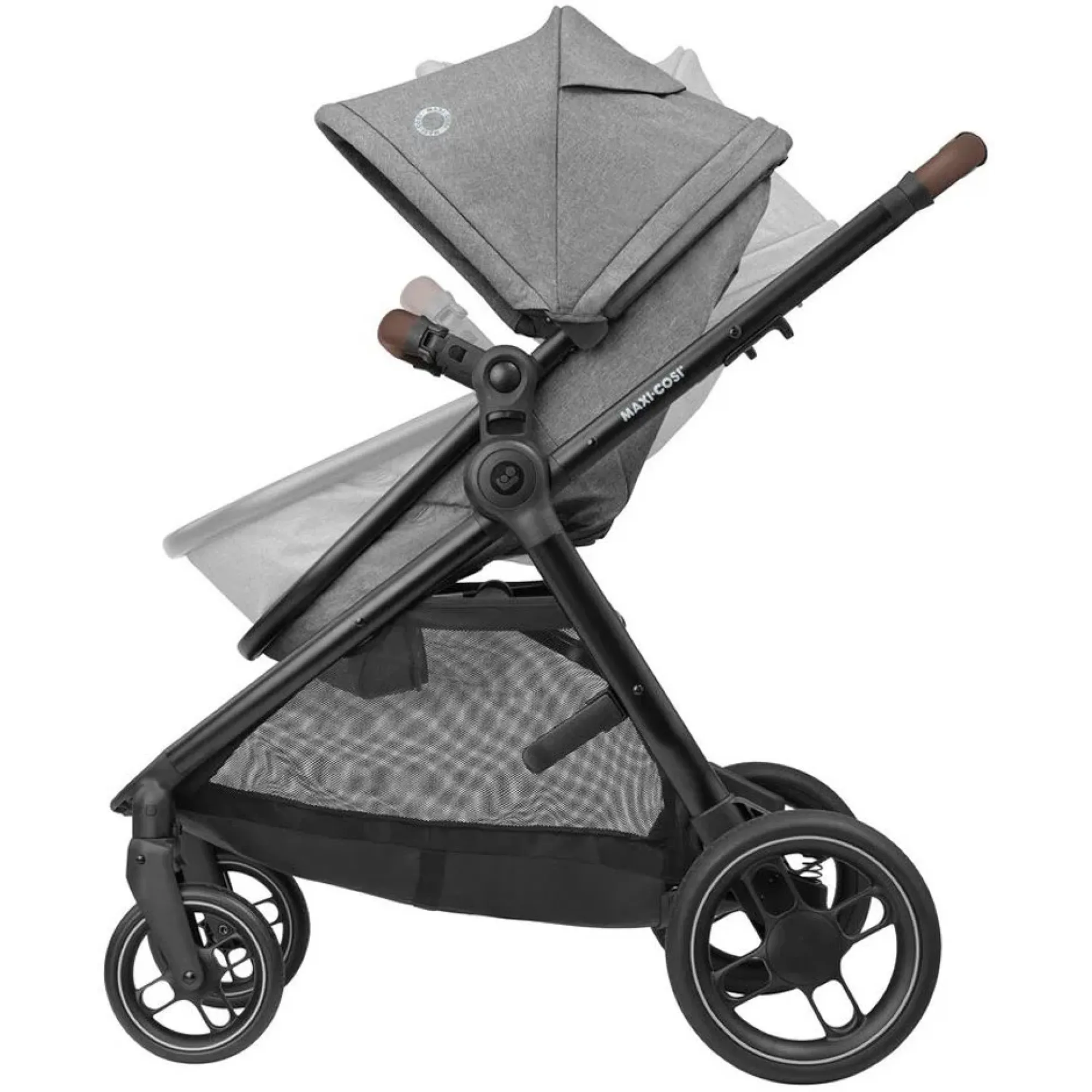 Коляска 3в1 Maxi-Cosi Zelia S Trio Grey (Black Frame/Brown Leather + CabrioFix S i-Size + сумка)