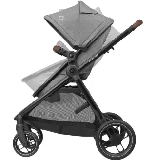 Коляска 3в1 Maxi-Cosi Zelia S Trio Grey (Black Frame/Brown Leather + CabrioFix S i-Size + сумка)