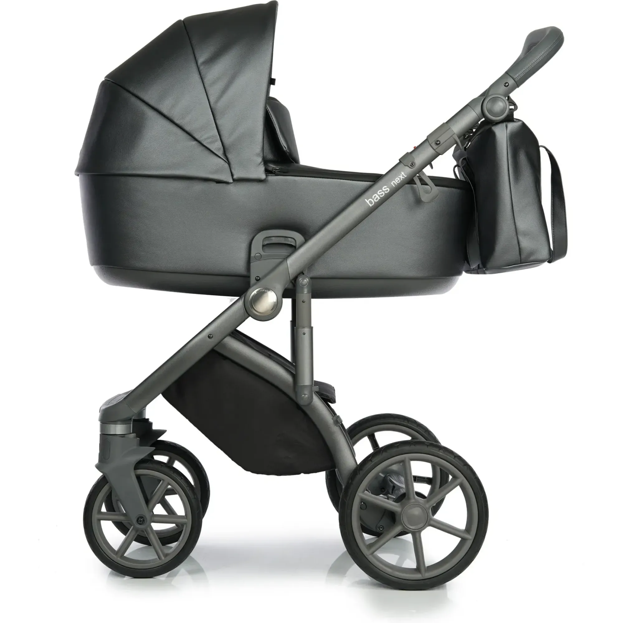 Коляска 2в1 Roan Bass Next Perl Dark Grey (Екошкіра)