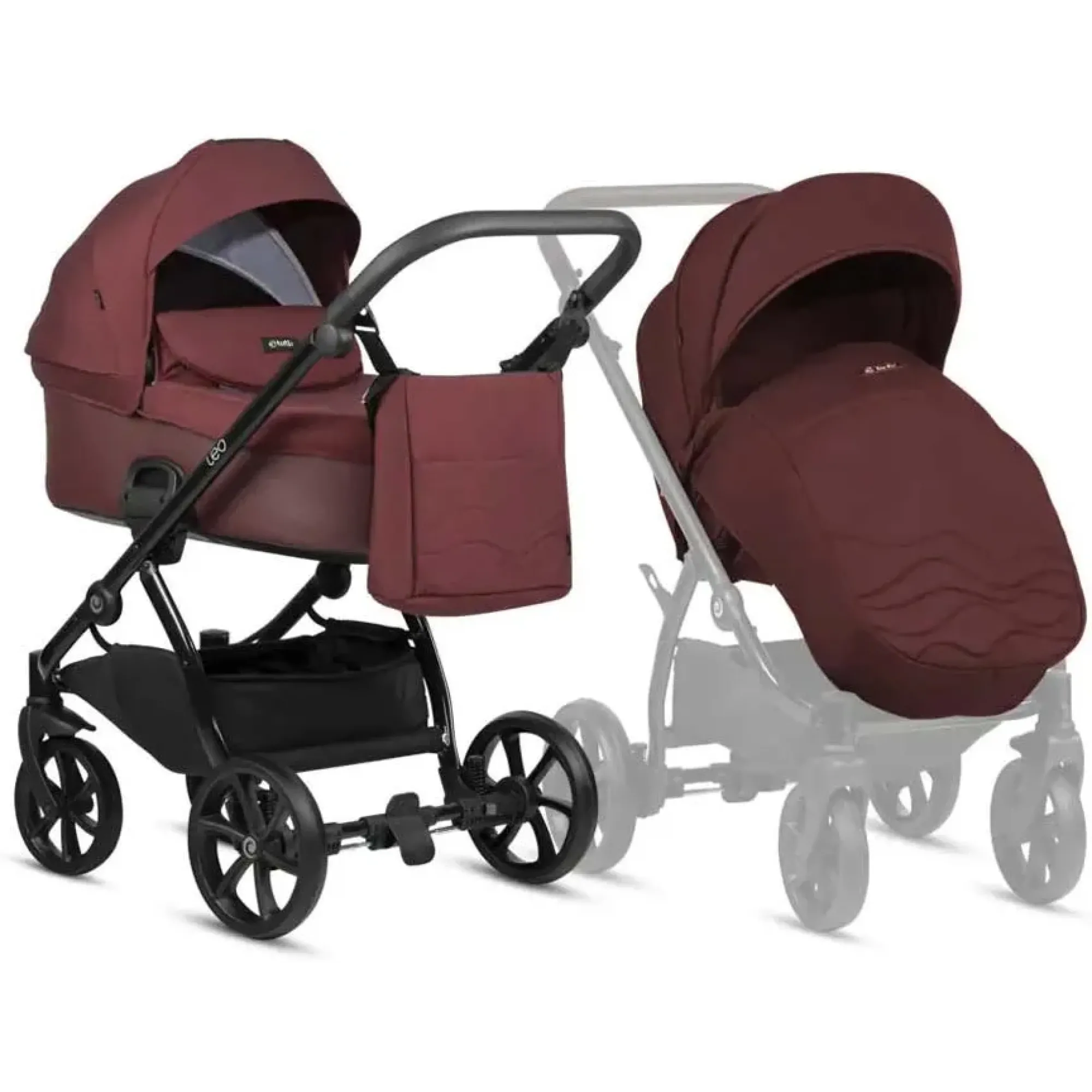 Коляска 2 в 1 Tutis Leo Plus Burgundy 2024