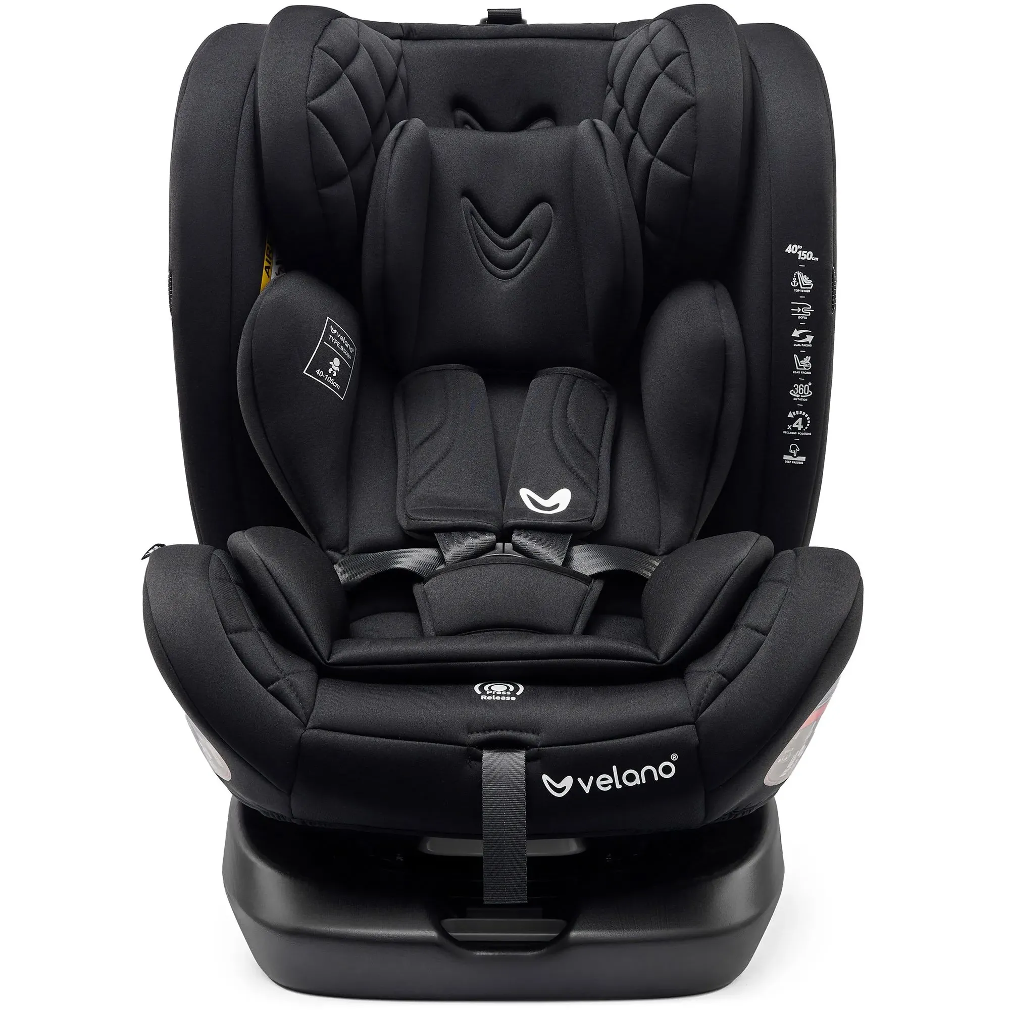 Автокрісло Velano Aura 360° i-Size 40–150 см ISOFIX Black