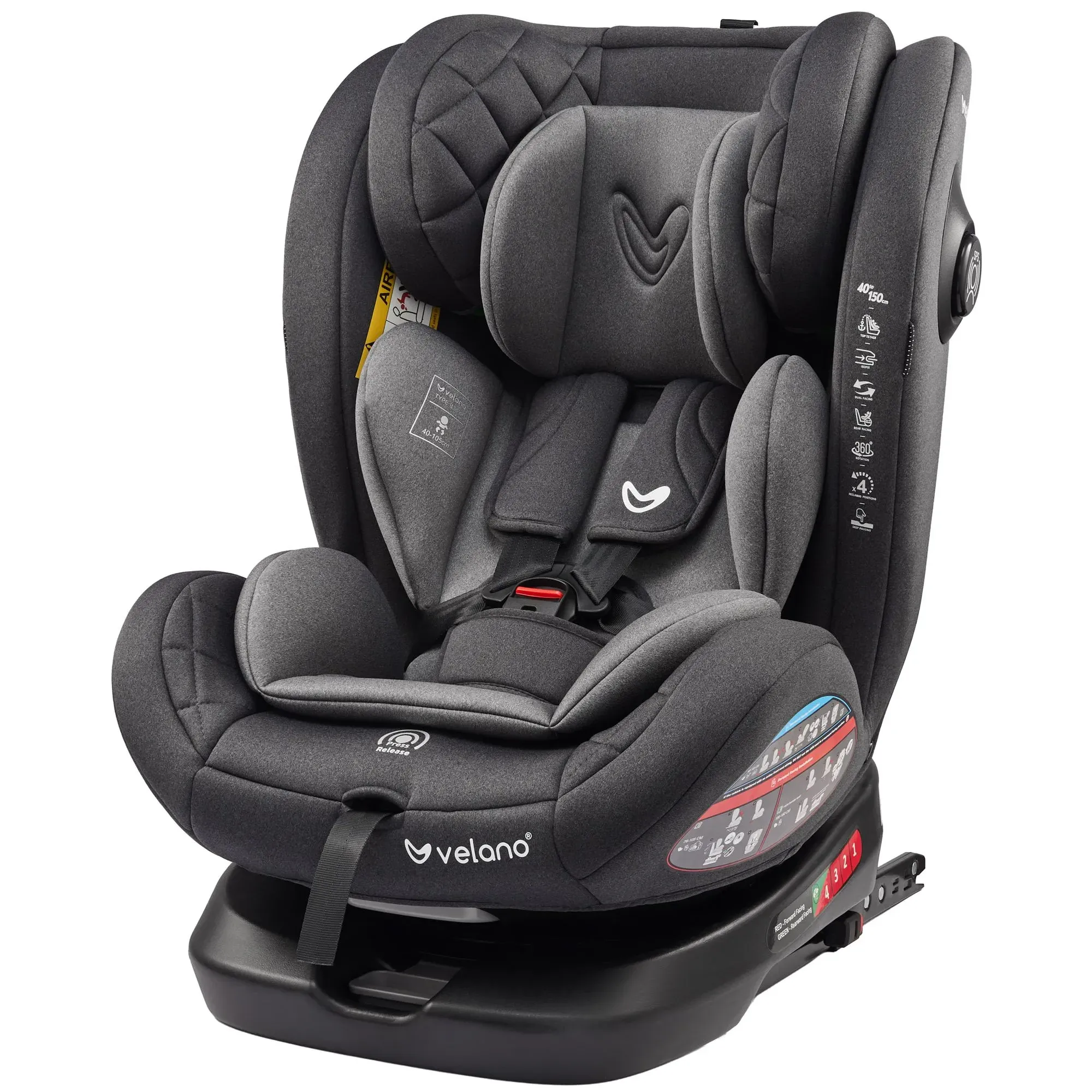Автокрісло Velano Aura 360° i-Size 40–150 см ISOFIX Grey