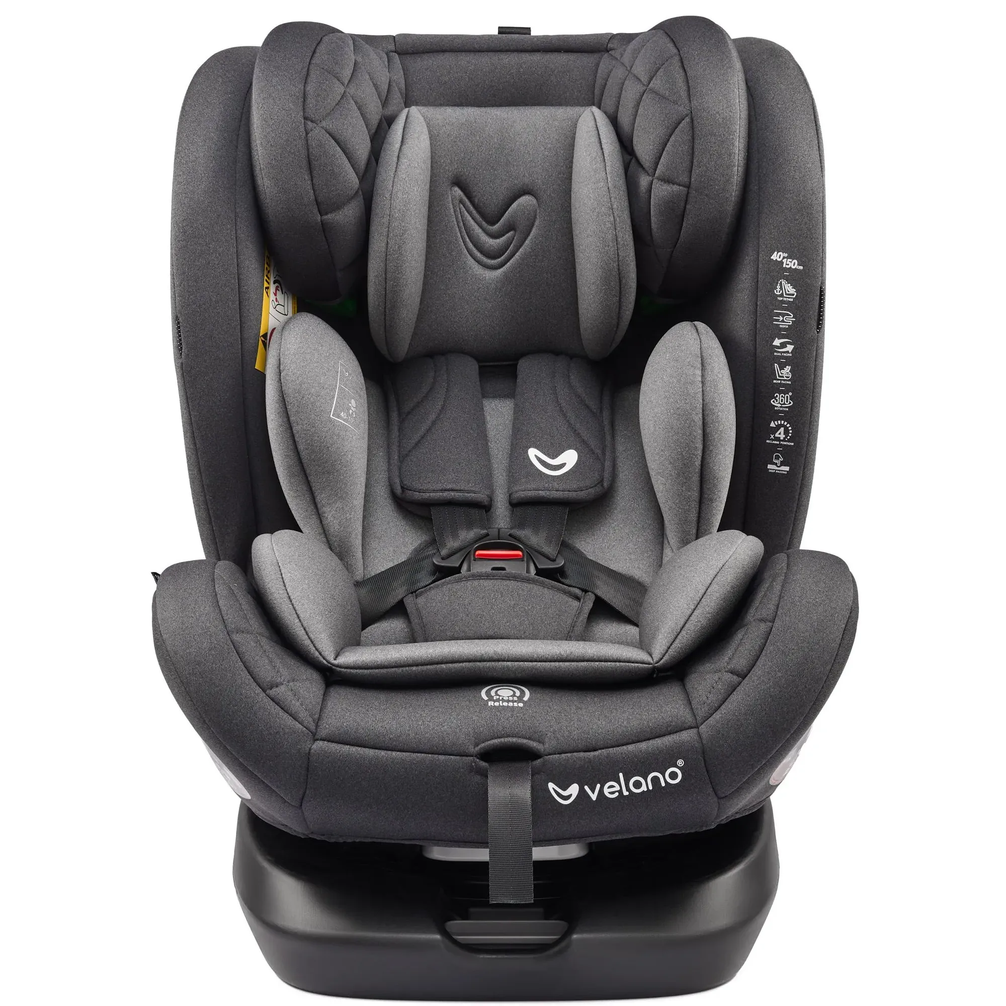 Автокрісло Velano Aura 360° i-Size 40–150 см ISOFIX Grey