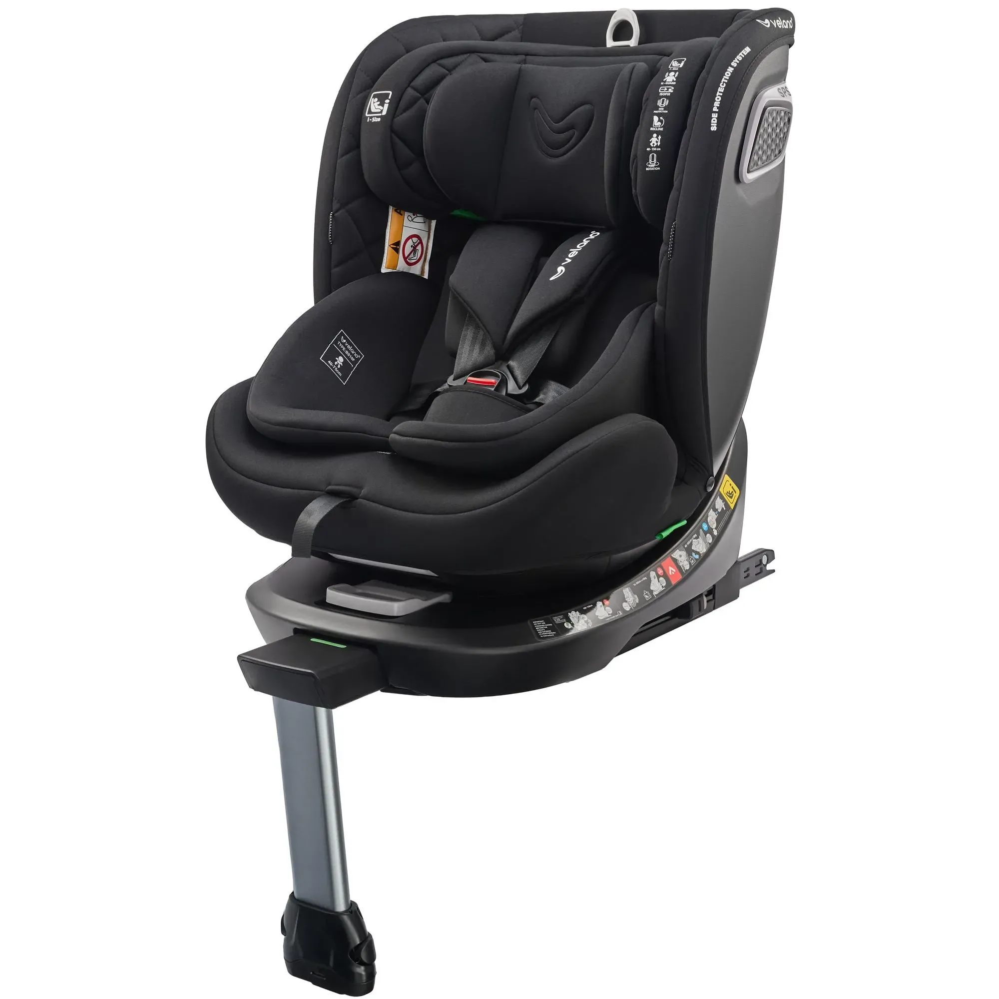 Автокрісло Velano Vento 360° i-Size 40–150 см ISOFIX + опорна нога Black
