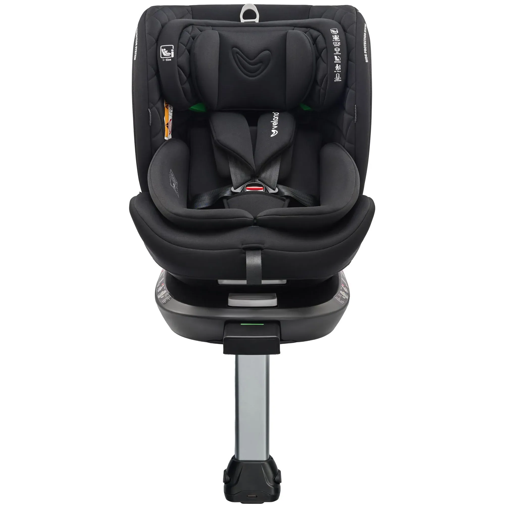 Автокрісло Velano Vento 360° i-Size 40–150 см ISOFIX + опорна нога Black