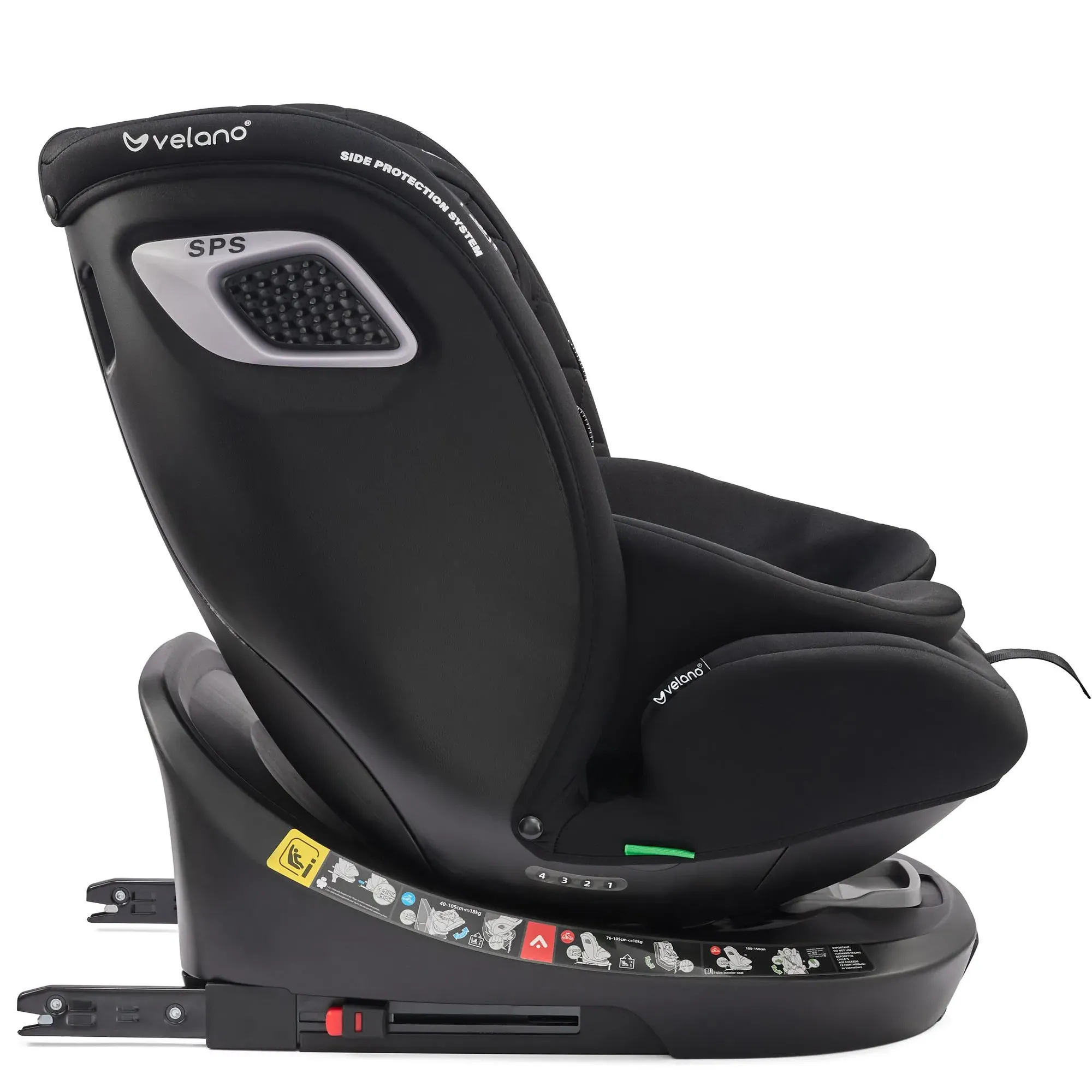 Автокрісло Velano Vento 360° i-Size 40–150 см ISOFIX + опорна нога Black