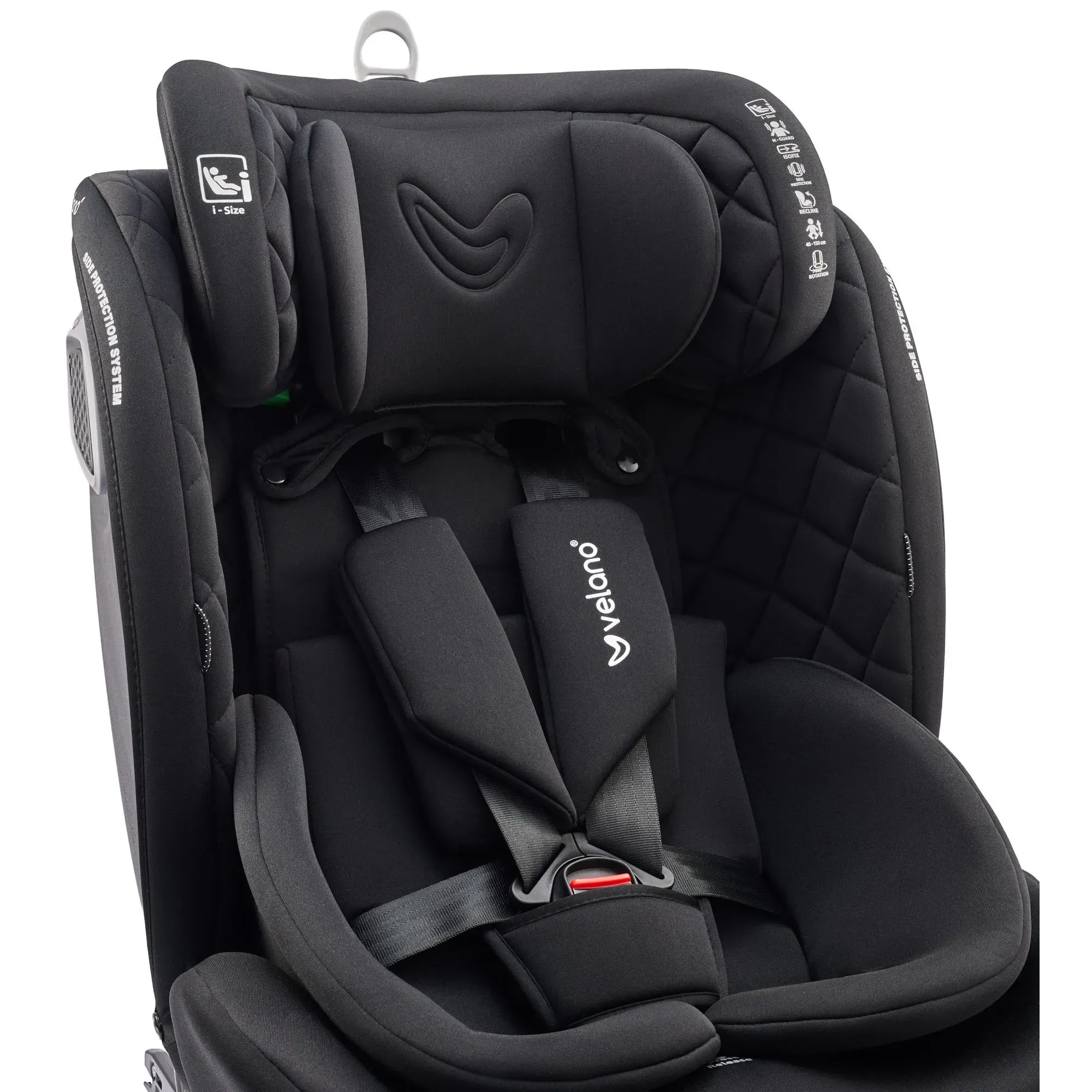 Автокрісло Velano Vento 360° i-Size 40–150 см ISOFIX + опорна нога Black