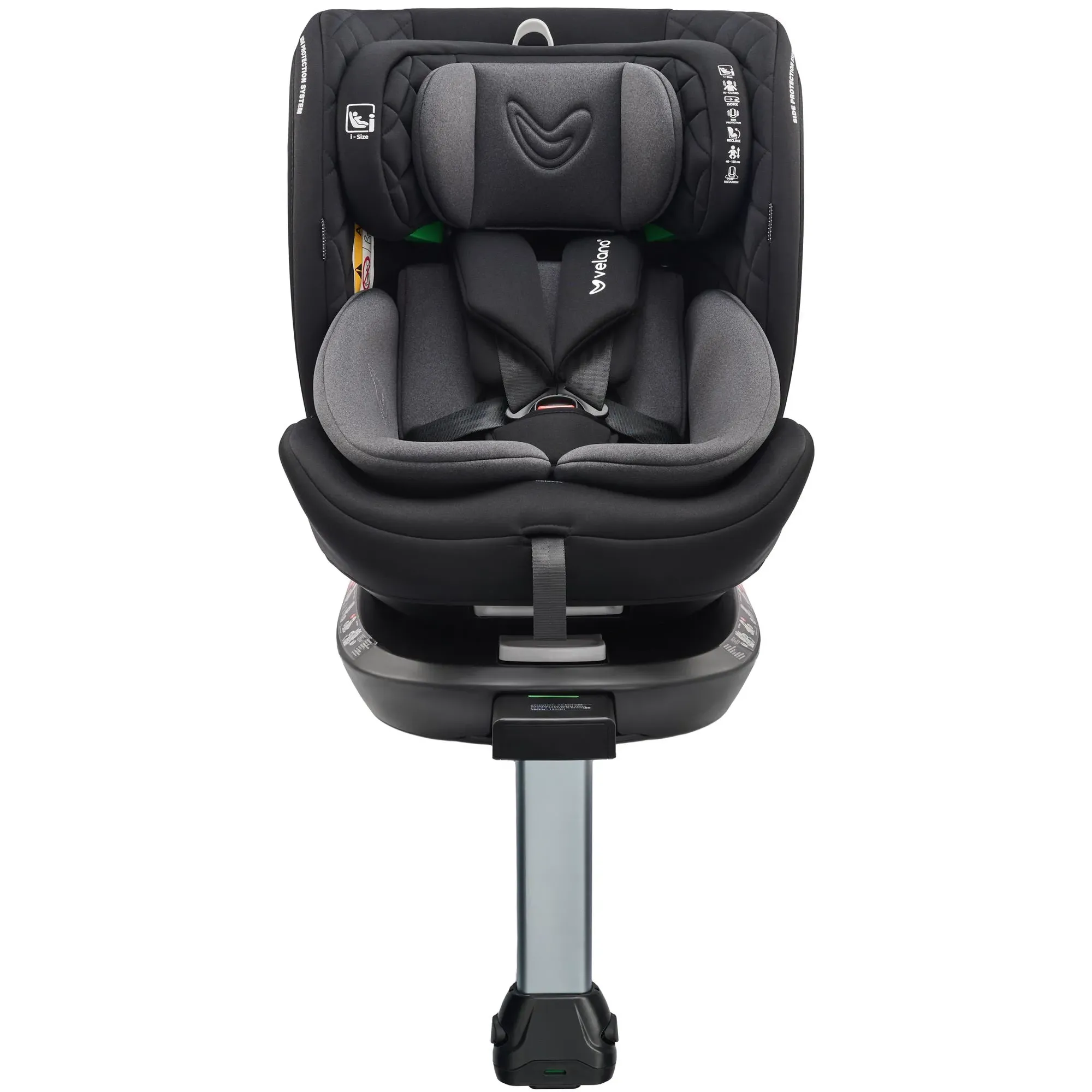 Автокрісло Velano Vento 360° i-Size 40–150 см ISOFIX + опорна нога Grey