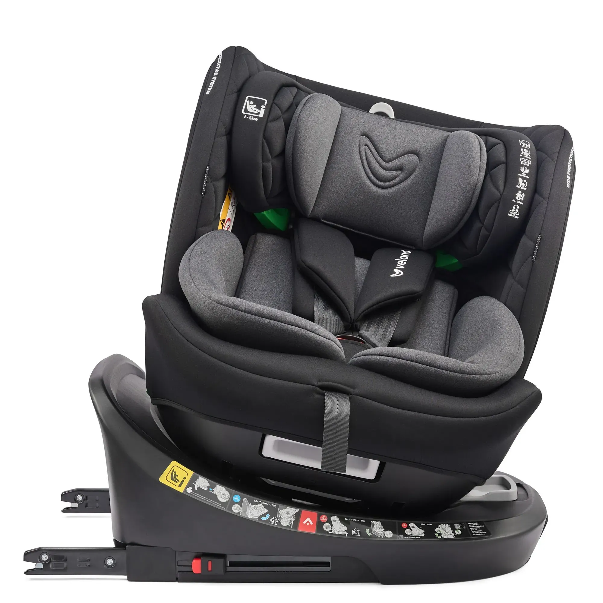 Автокрісло Velano Vento 360° i-Size 40–150 см ISOFIX + опорна нога Grey
