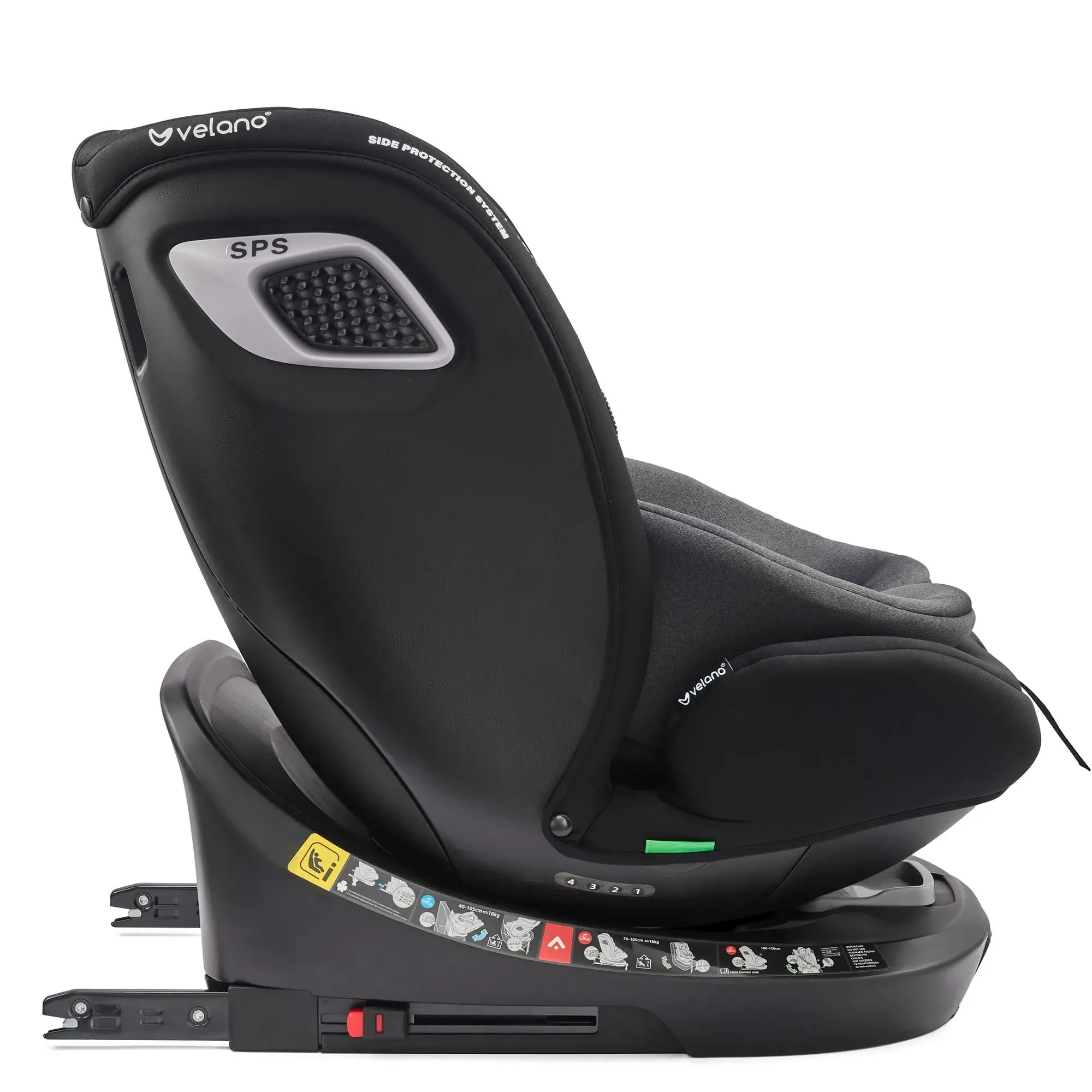Автокрісло Velano Vento 360° i-Size 40–150 см ISOFIX + опорна нога Grey