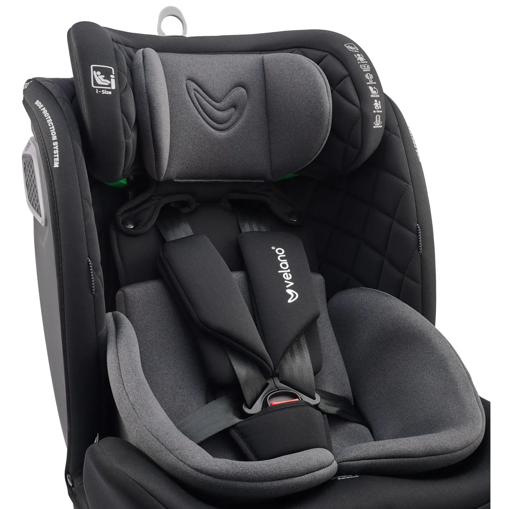 Автокрісло Velano Vento 360° i-Size 40–150 см ISOFIX + опорна нога Grey