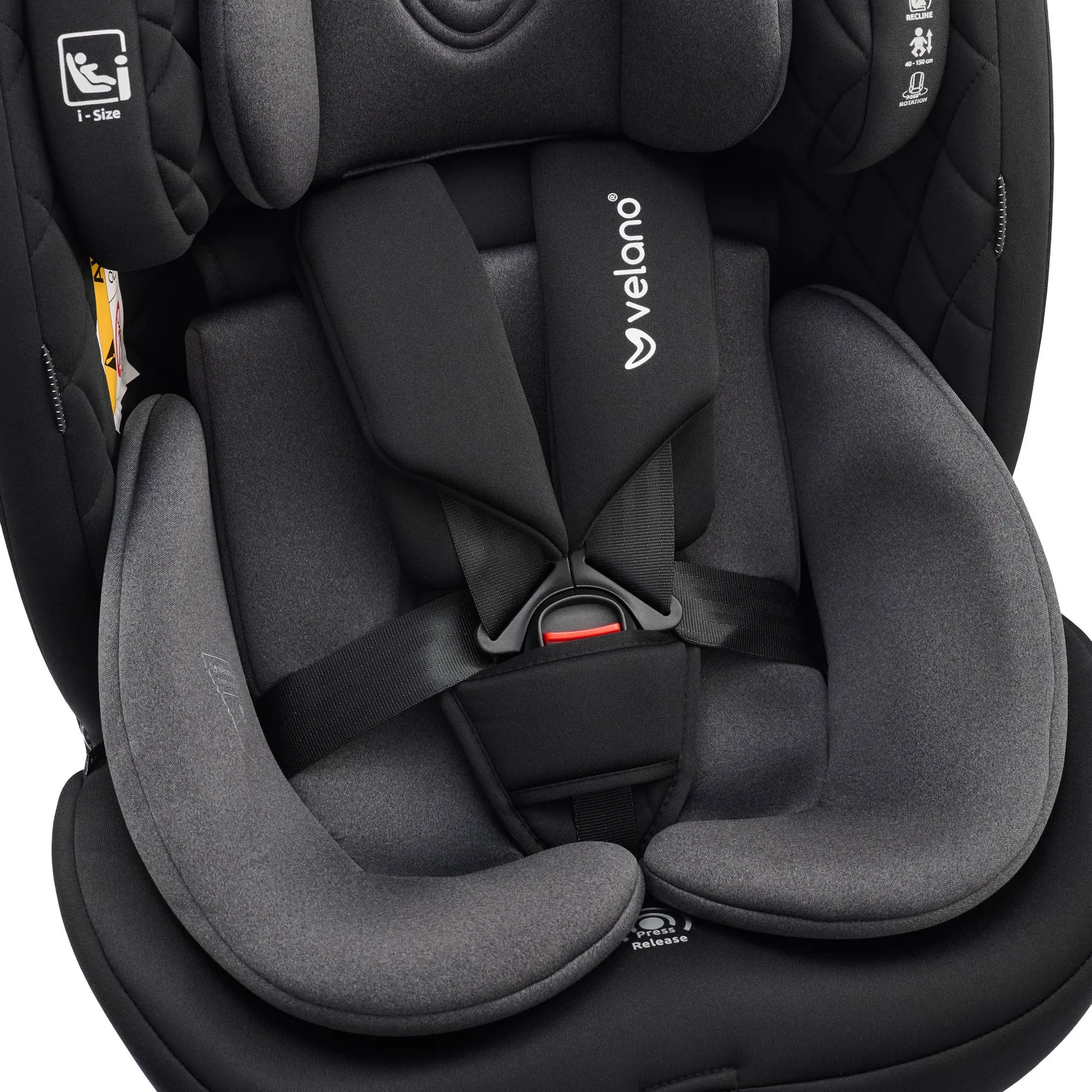 Автокрісло Velano Vento 360° i-Size 40–150 см ISOFIX + опорна нога Grey
