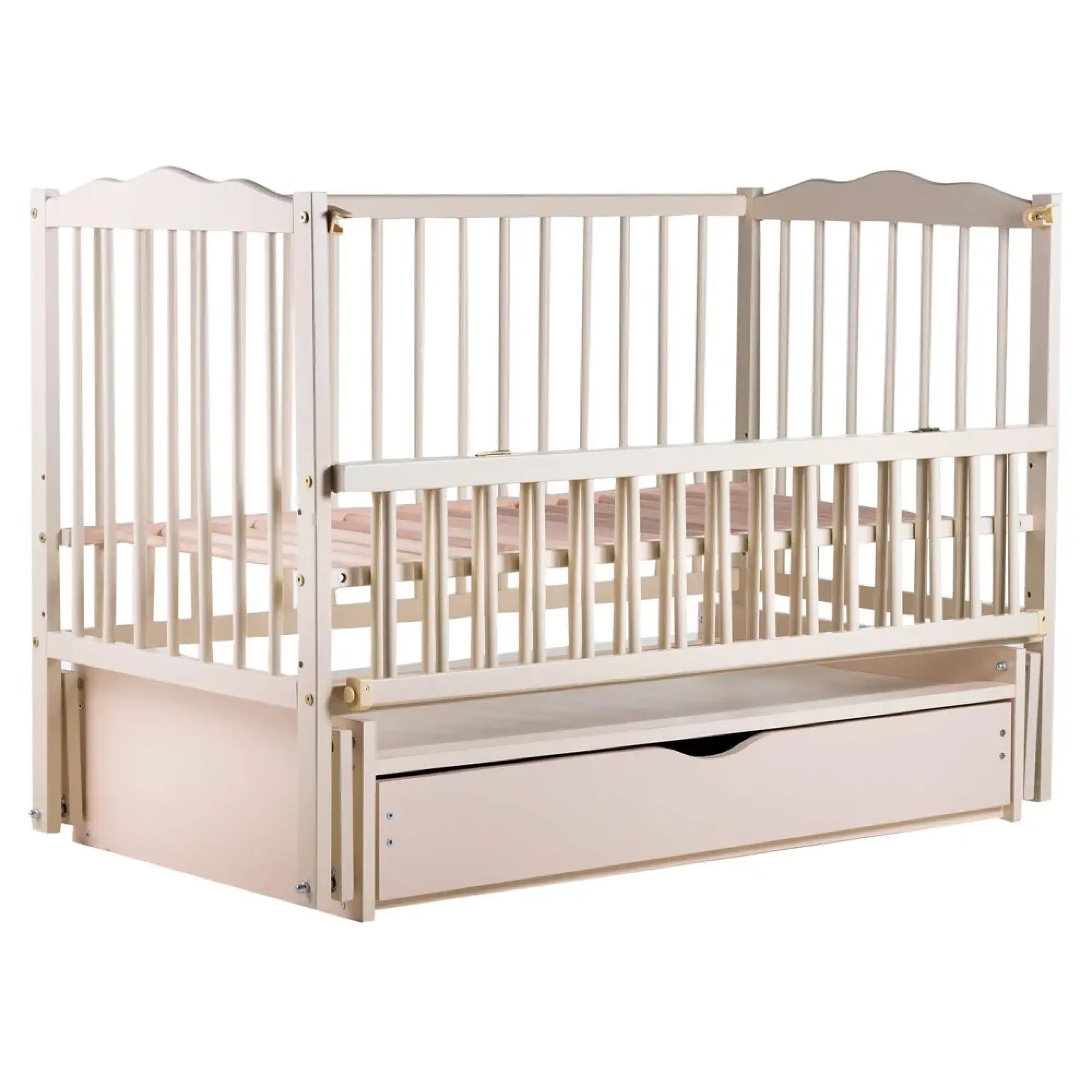 Ліжко Babyroom Веселка DVMYO-3 маятник, ящик, відкидний бік бук слонова кістка