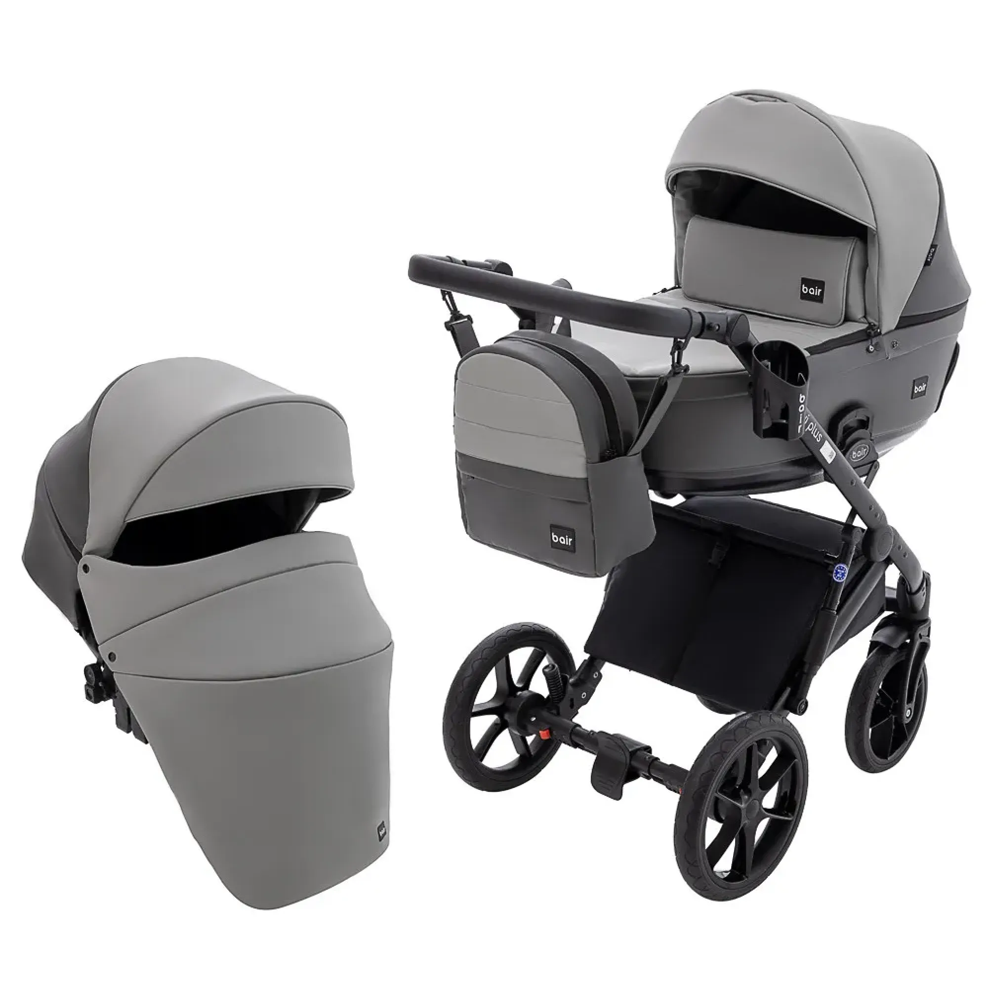 Коляска 2 в 1 Bair Kiwi Plus ECO BKP-21/15 сірий / графіт