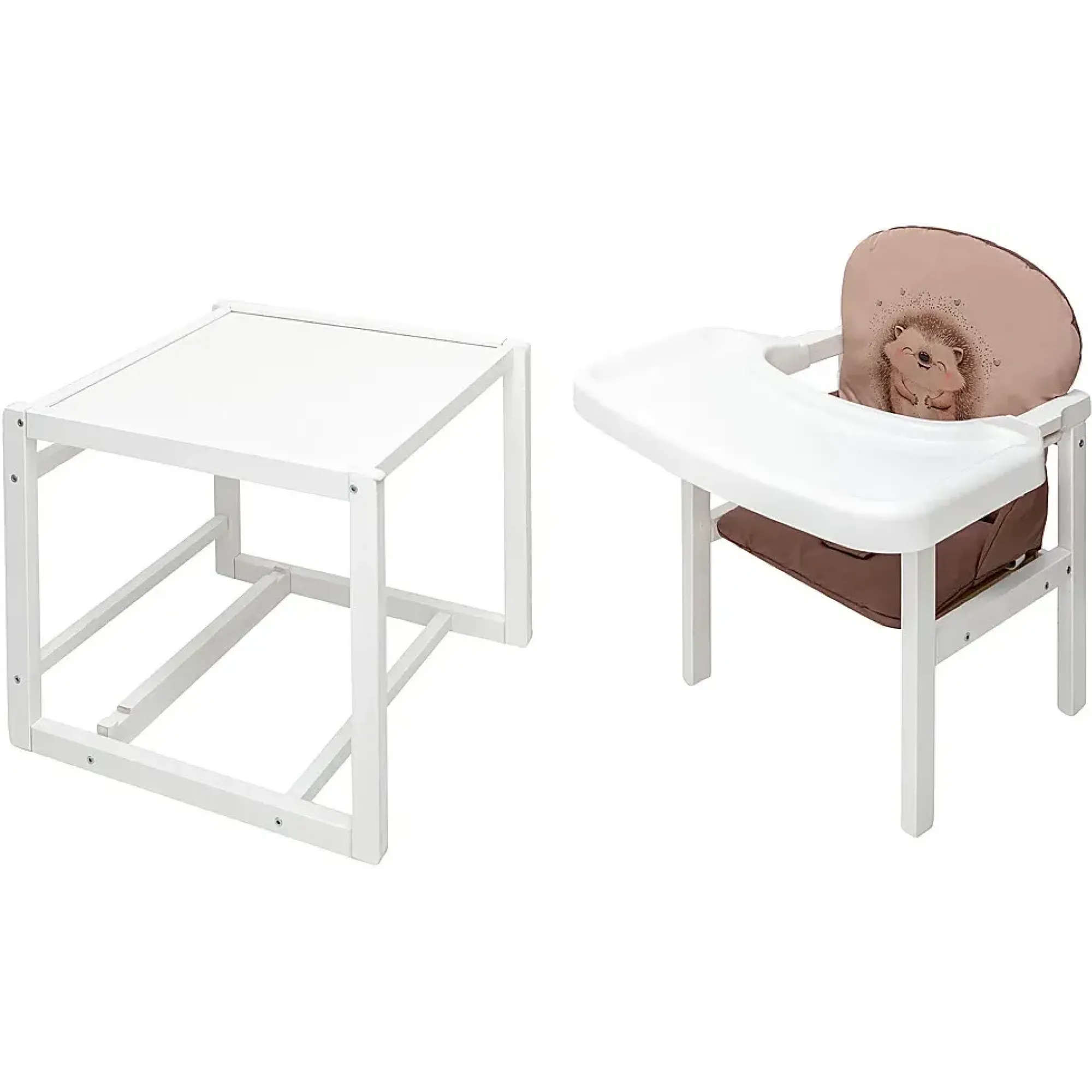 Стільчик-трансформер Babyroom Пеппі-240 білий капучино / шоколад (їжачок, серця)
