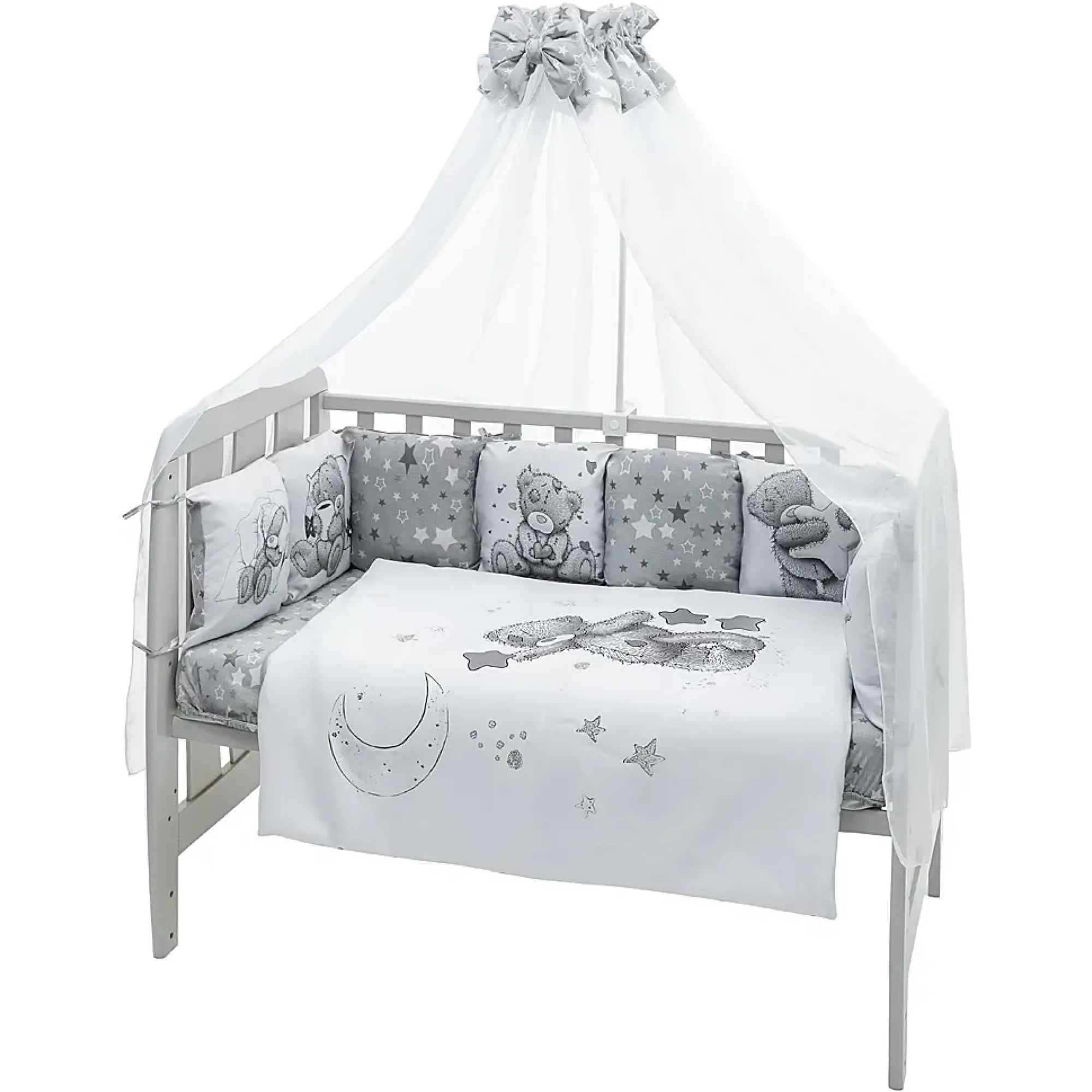Дитяча постіль Babyroom Bortiki Print-08 сірий (ведмедики)