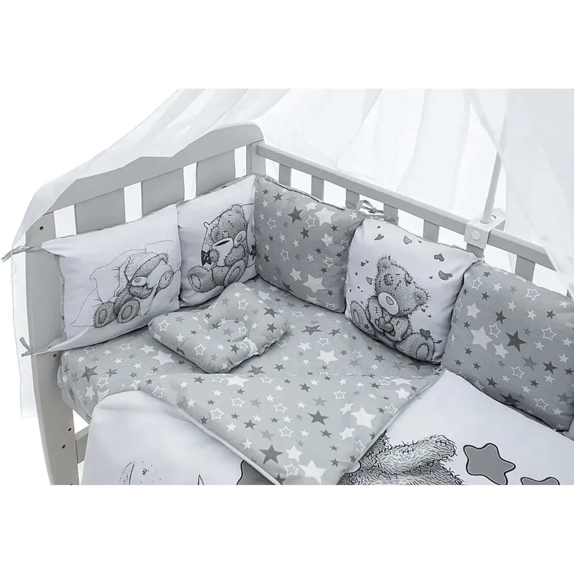 Дитяча постіль Babyroom Bortiki Print-08 сірий (ведмедики)