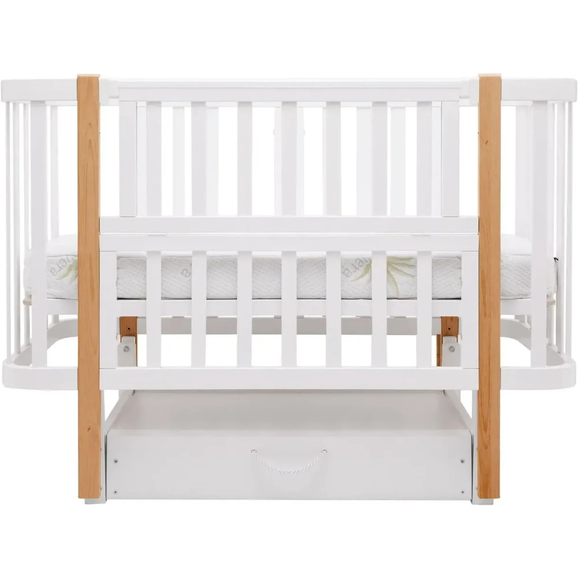 Ліжко Babyroom Місяць LU-3 маятник, шухляда білий / натуральний