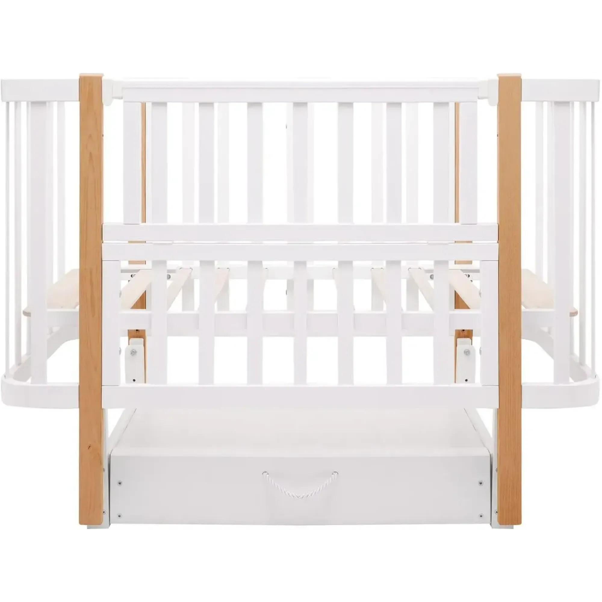 Ліжко Babyroom Місяць LU-3 маятник, шухляда білий / натуральний