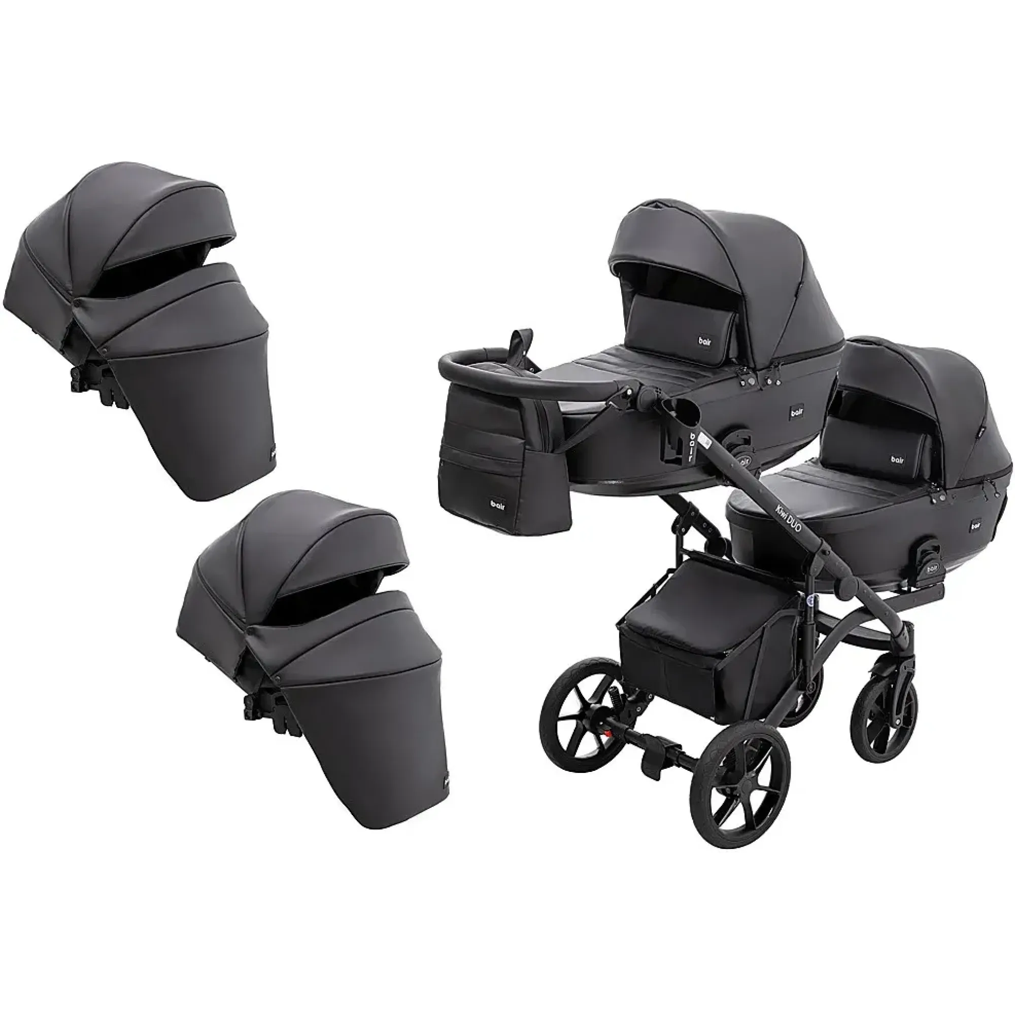 Коляска 2 в 1 для двійні Bair Kiwi DUO ECO BKD-15 чорний