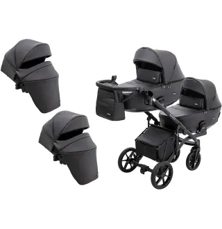 Коляска 2 в 1 для двійні Bair Kiwi DUO ECO BKD-15 чорний