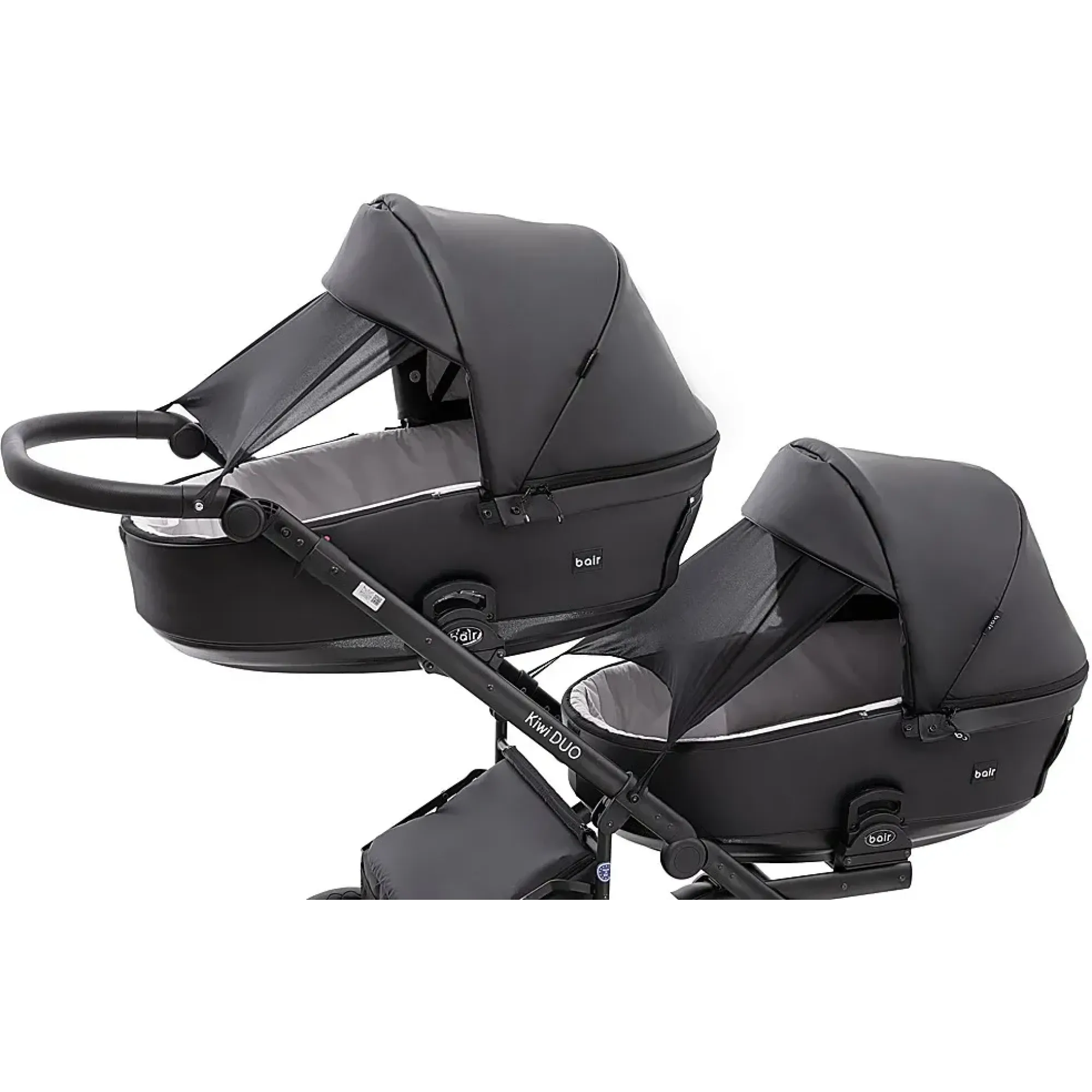 Коляска 2 в 1 для двійні Bair Kiwi DUO ECO BKD-15 чорний