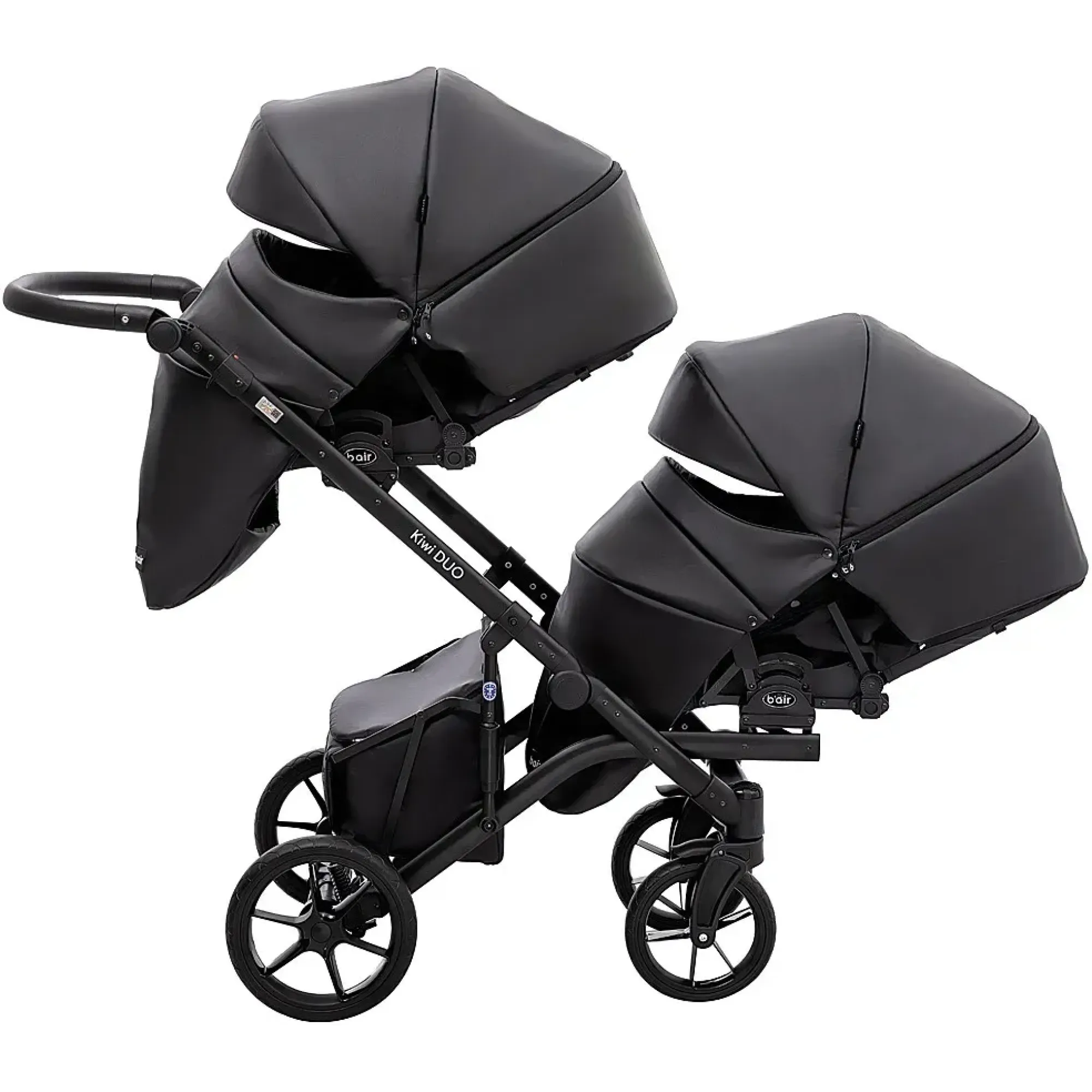 Коляска 2 в 1 для двійні Bair Kiwi DUO ECO BKD-15 чорний