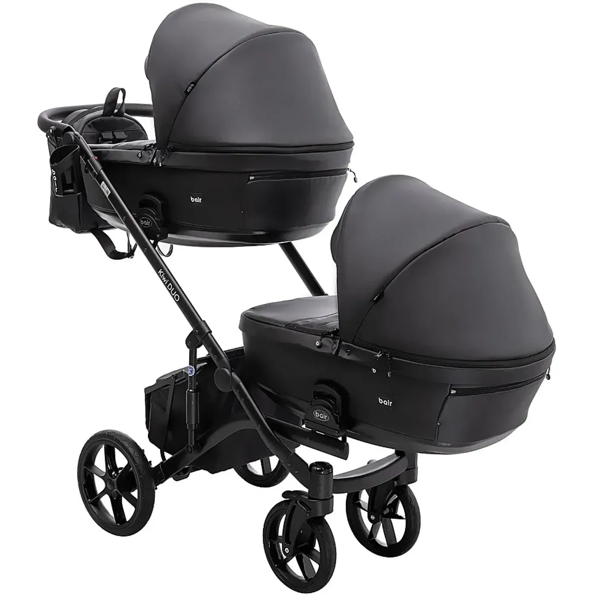 Коляска 2 в 1 для двійні Bair Kiwi DUO ECO BKD-15 чорний